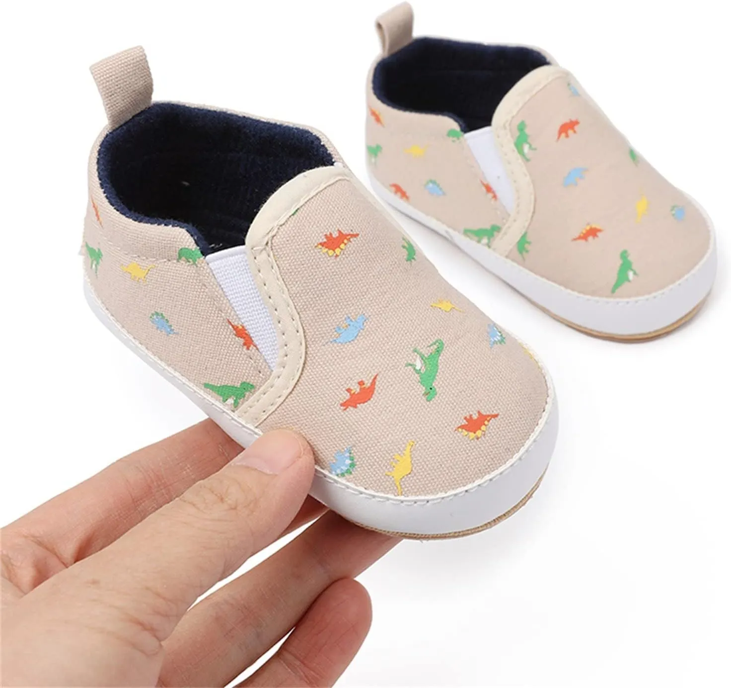 Infant Toddler Dinosaur Print Shoes Summer Outdoor Soft Flat Sole Slip On Non-Slip Canvas Shoes