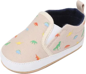 Infant Toddler Dinosaur Print Shoes Summer Outdoor Soft Flat Sole Slip On Non-Slip Canvas Shoes