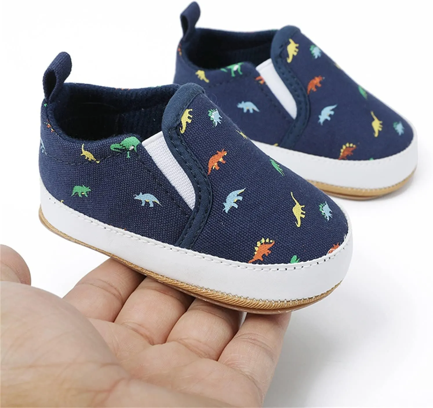 Infant Toddler Dinosaur Print Shoes Summer Outdoor Soft Flat Sole Slip On Non-Slip Canvas Shoes