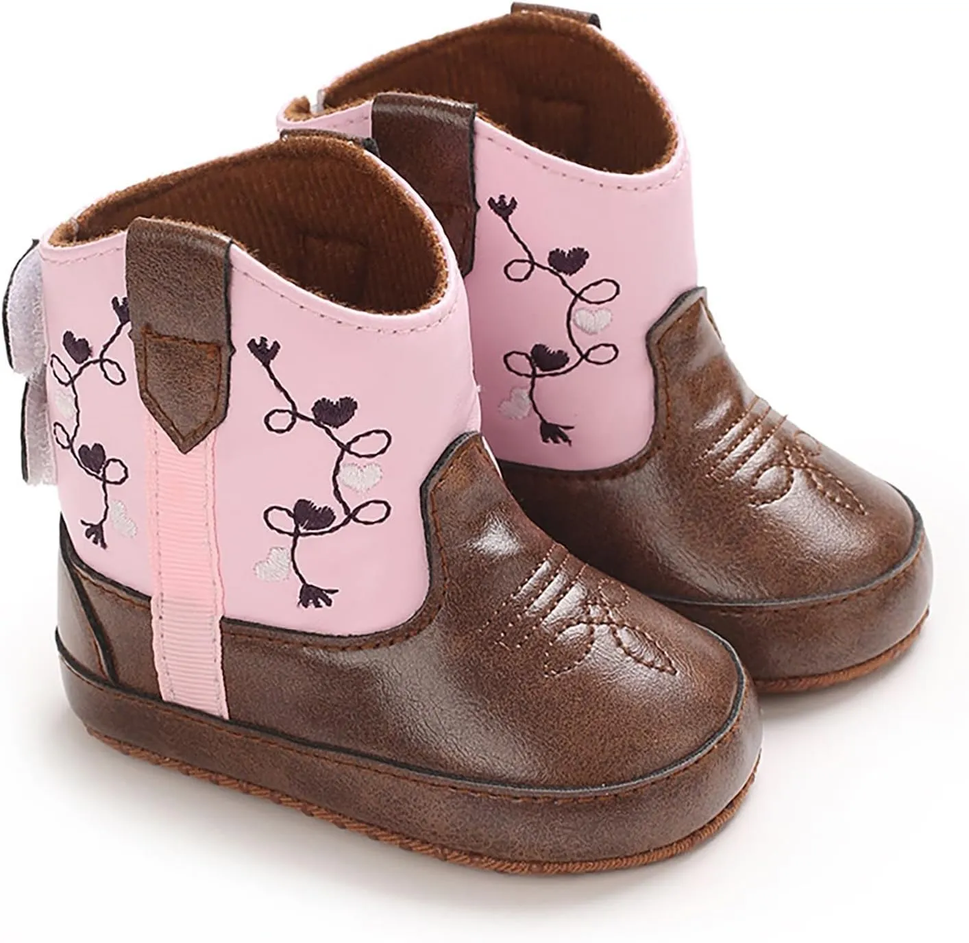 Infant Toddler Leather Soft Sole Cowboy Boots for Baby Boys Girls Newborn Prewalker Non Slip Shoes with Embroidery