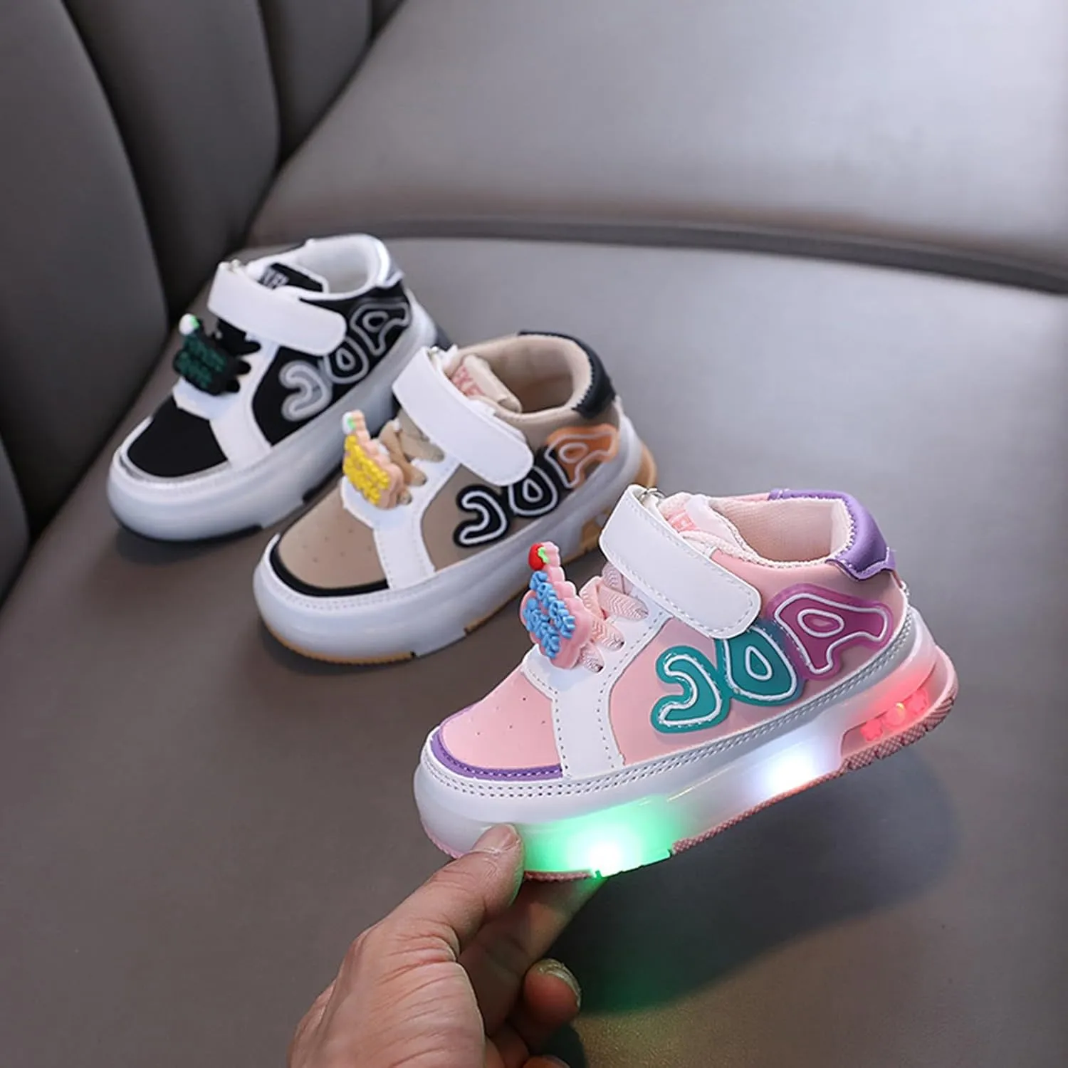 Infant Toddler LED Sneakers for Boys Girls Light Up Breathable Lightweight Soft Sole Casual First Walking Shoes Top 10