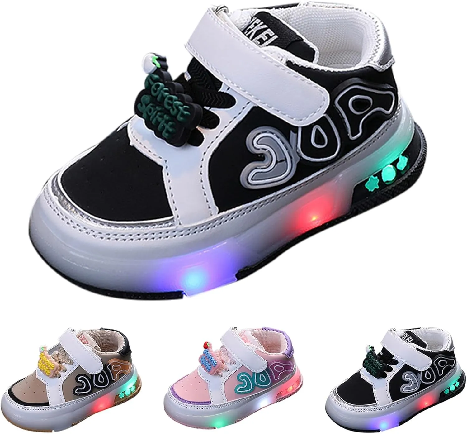 Infant Toddler LED Sneakers for Boys Girls Light Up Breathable Lightweight Soft Sole Casual First Walking Shoes Top 10