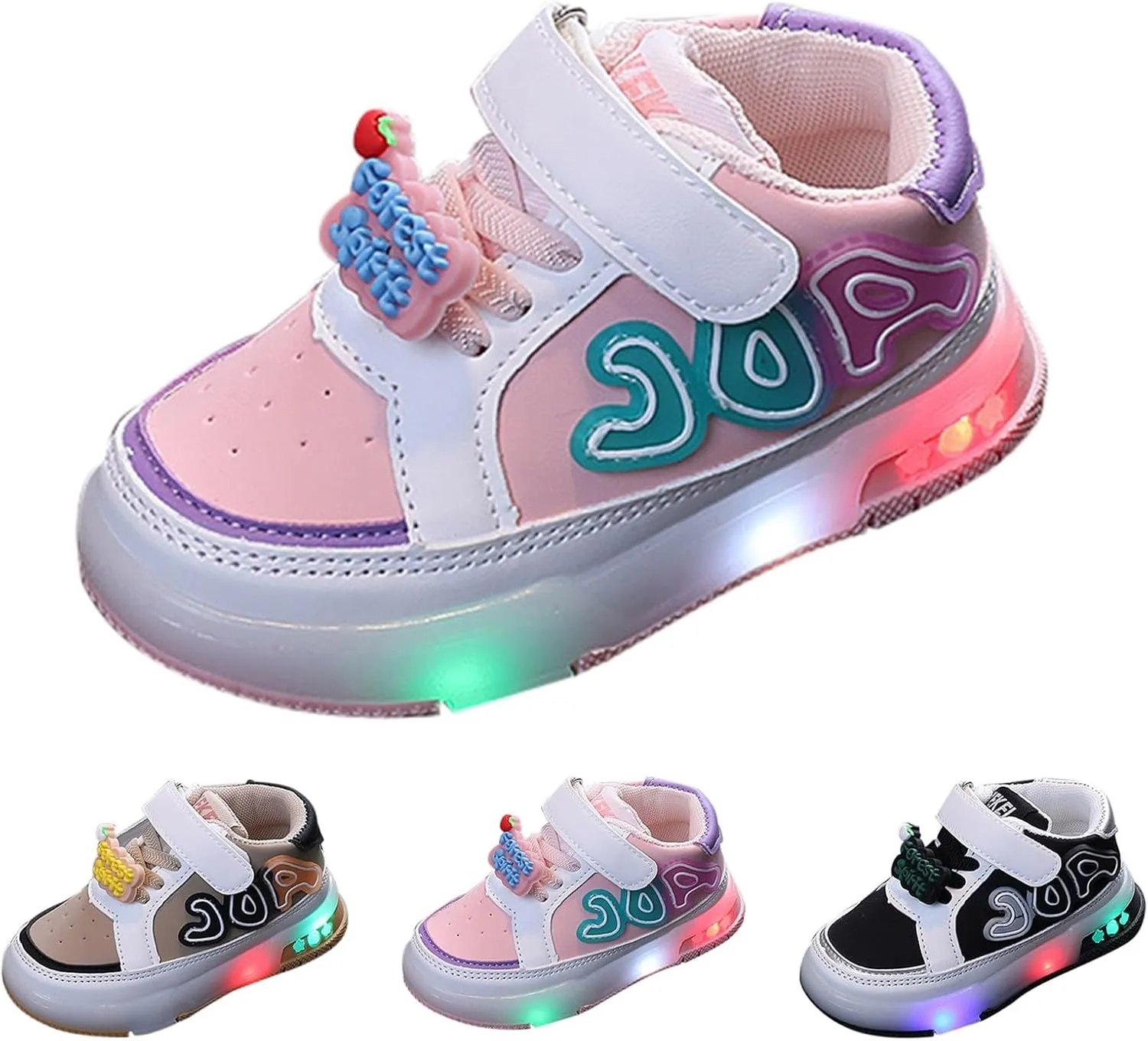 Infant Toddler Sneakers for Boys Girls Light Up Breathable Lightweight Soft Sole Casual Kids Big Girl Shoe Size 2