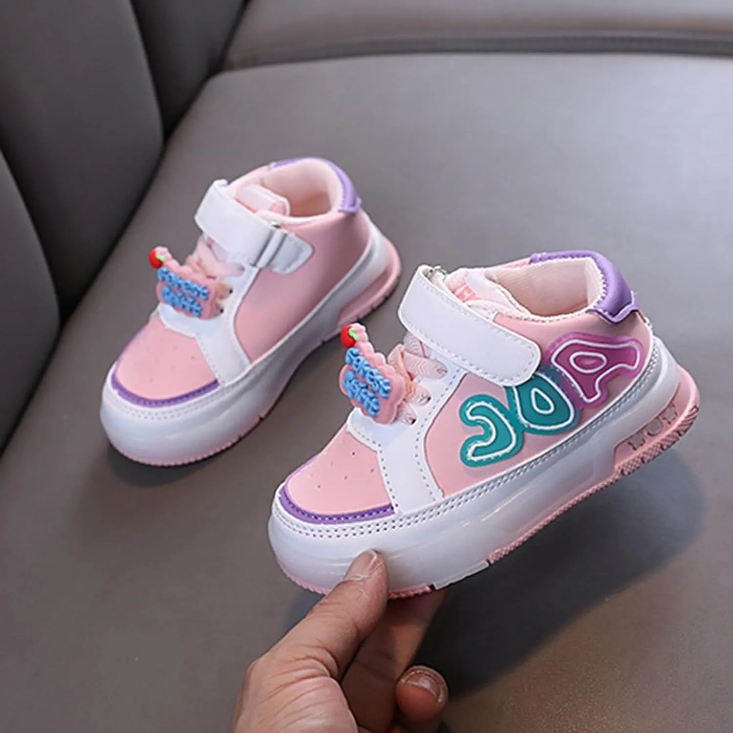 Infant Toddler Sneakers for Boys Girls Light Up Breathable Lightweight Soft Sole Casual Kids Big Girl Shoe Size 2