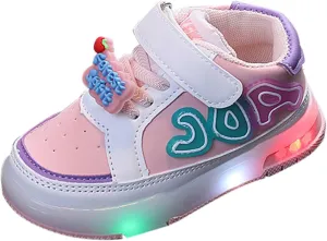 Infant Toddler Sneakers for Boys Girls Light Up Breathable Lightweight Soft Sole Casual Kids Big Girl Shoe Size 2
