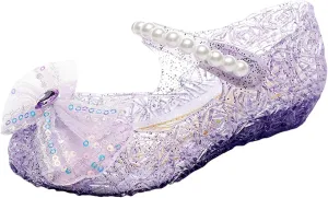 Jelly Sandals for Girls Kids Toddler Princess Sequins Bowknot Mary Jane Shoes Dance Party Wedge Pearls Dress Sandal