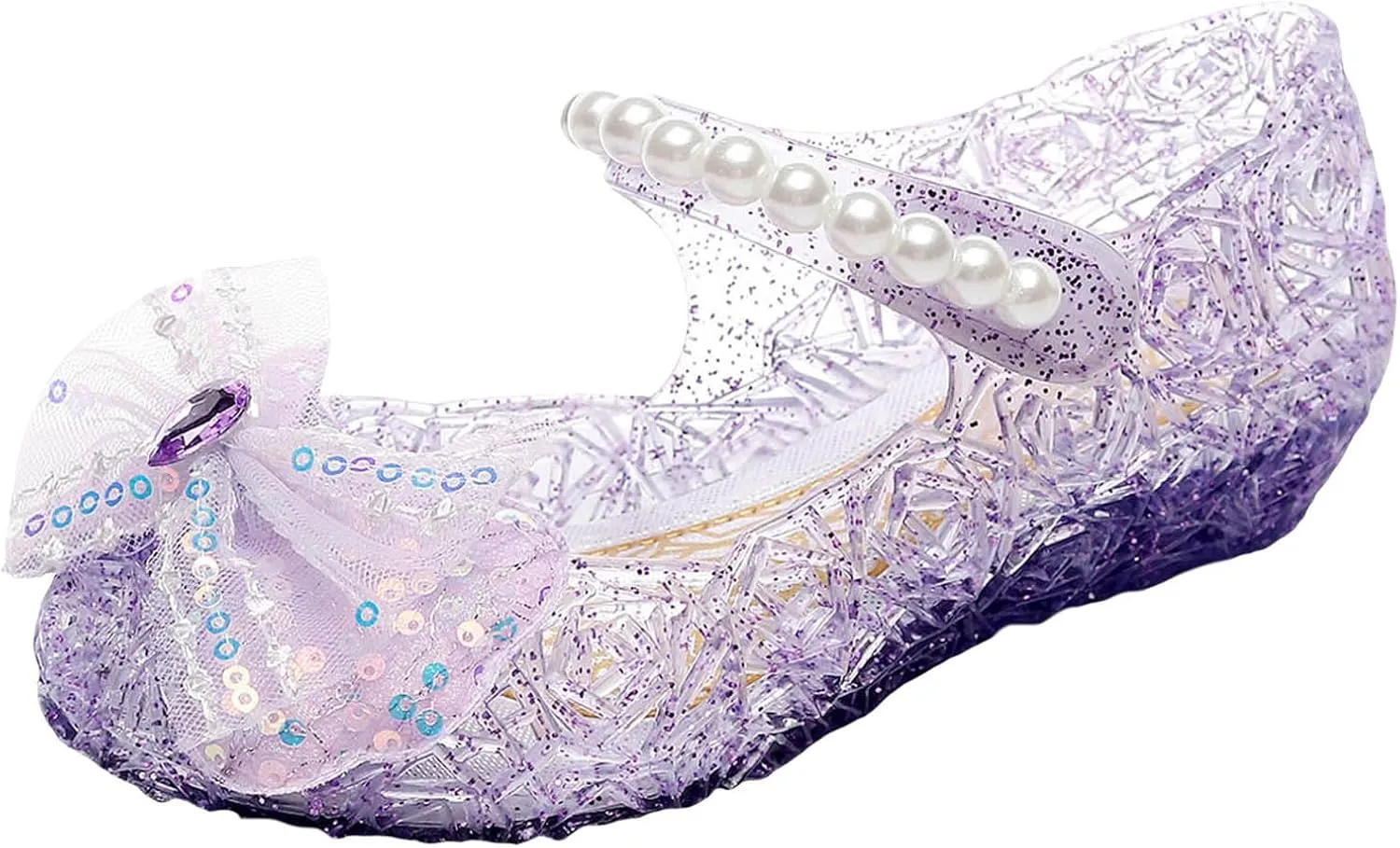 Jelly Sandals for Girls Kids Toddler Princess Sequins Bowknot Mary Jane Shoes Dance Party Wedge Pearls Dress Sandal