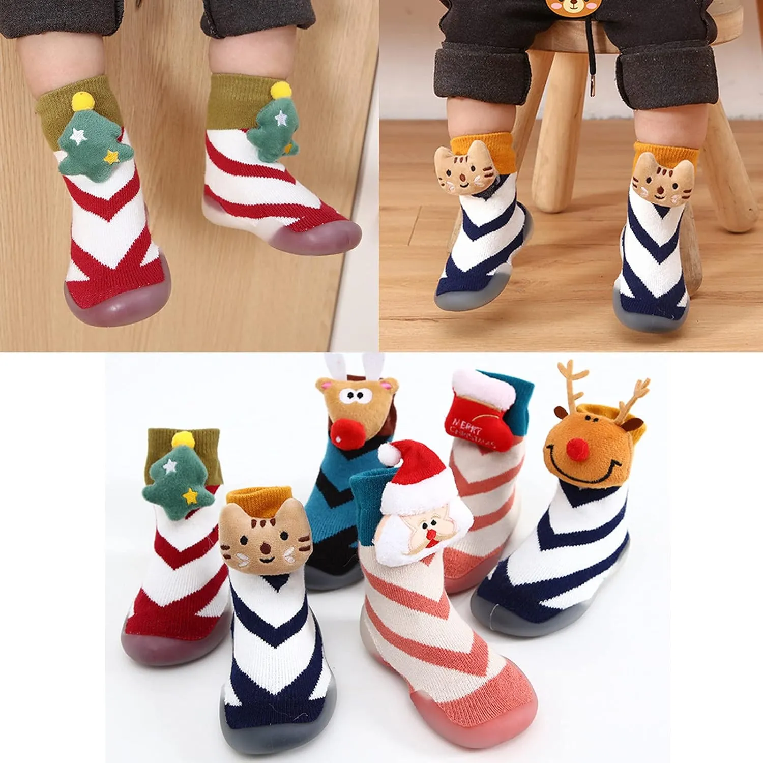 JINCAIHONG Toddler Slipper Socks with Soft Rubber Sole Baby First Walking Shoes Slip On Sneakers Kids House Slippers