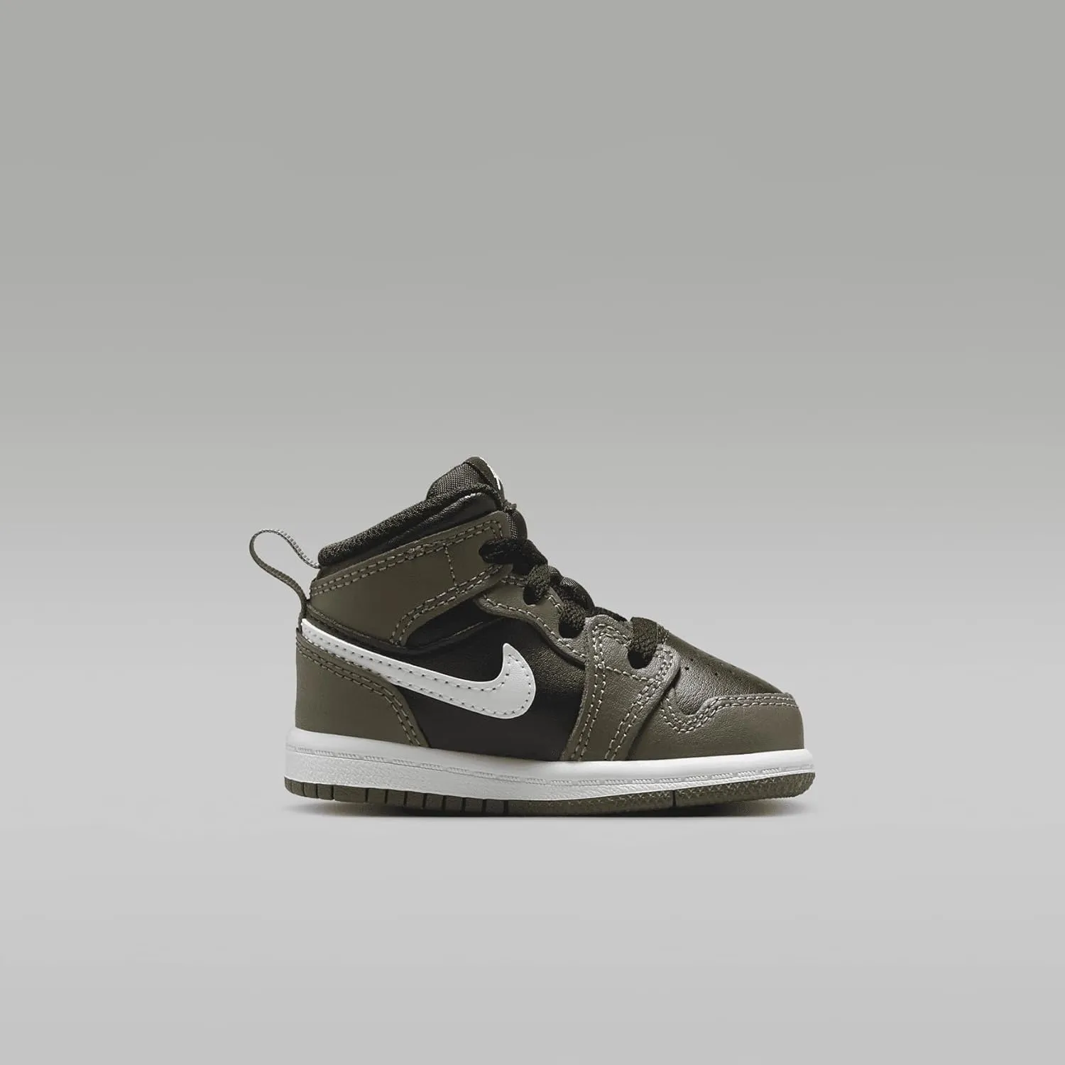 Jordan 1 Mid Baby/Toddler Shoes (DQ8425-092, Black/Medium Olive/White)