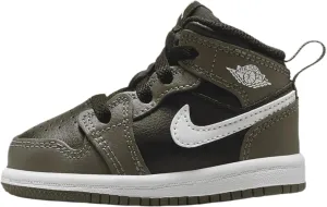 Jordan 1 Mid Baby/Toddler Shoes (DQ8425-092, Black/Medium Olive/White)