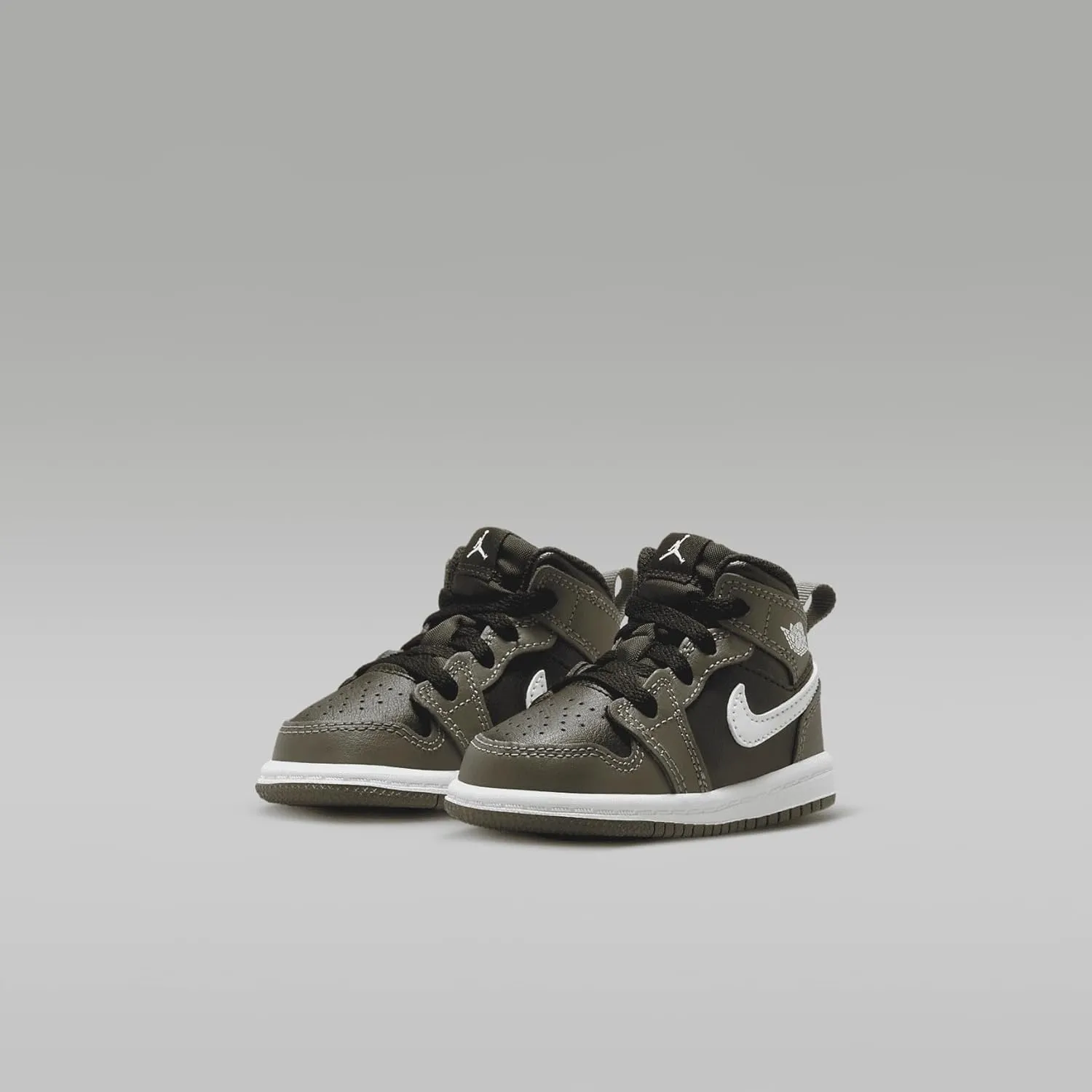 Jordan 1 Mid Baby/Toddler Shoes (DQ8425-092, Black/Medium Olive/White)