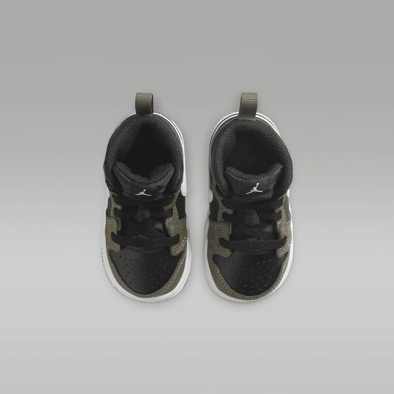 Jordan 1 Mid Baby/Toddler Shoes (DQ8425-092, Black/Medium Olive/White)