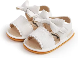 Jshuang 0-18M Baby Boys Girls Bow Sandals Soft Non-Slip Rubber Sole Summer Flat Walking Shoes