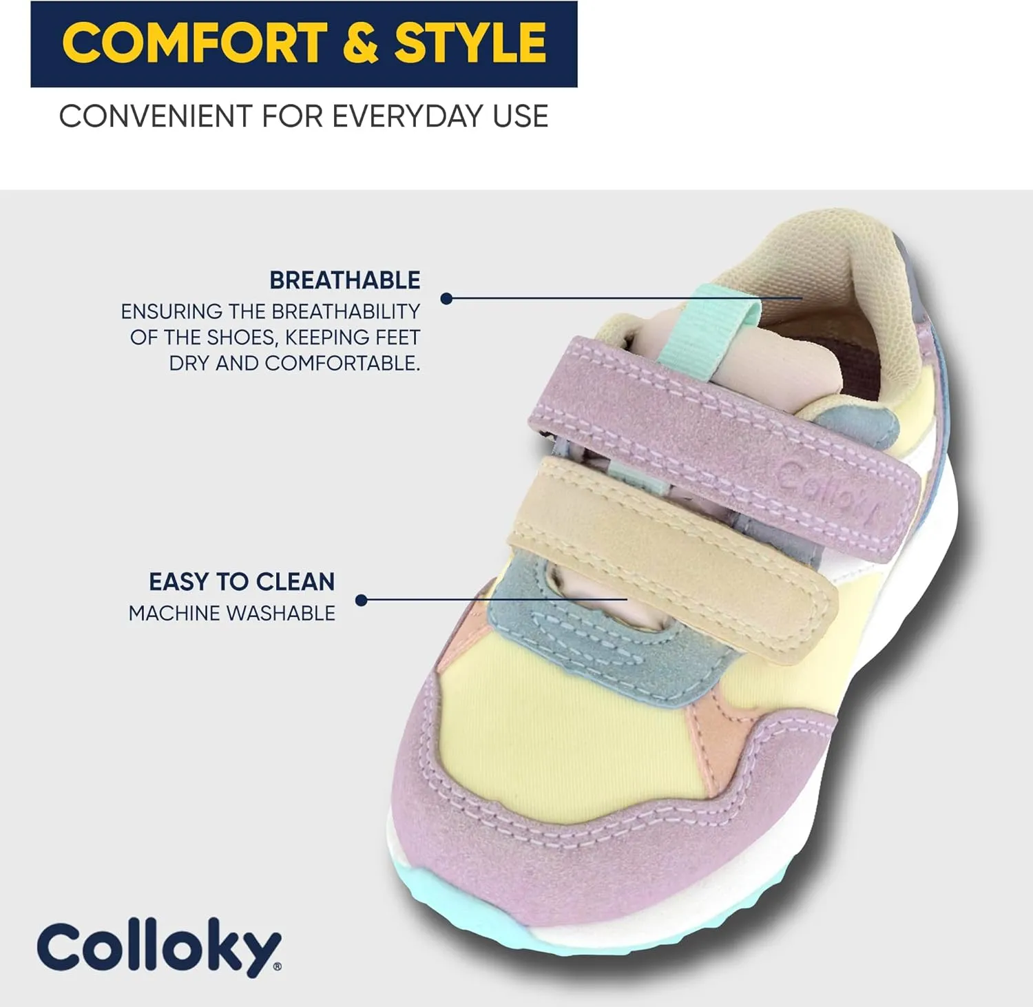 Kid Shoes for Boys and Girls - Lightweight, Washable Sneakers with Arch Support & Velcro Closure - Breathable Lifestyle Shoes