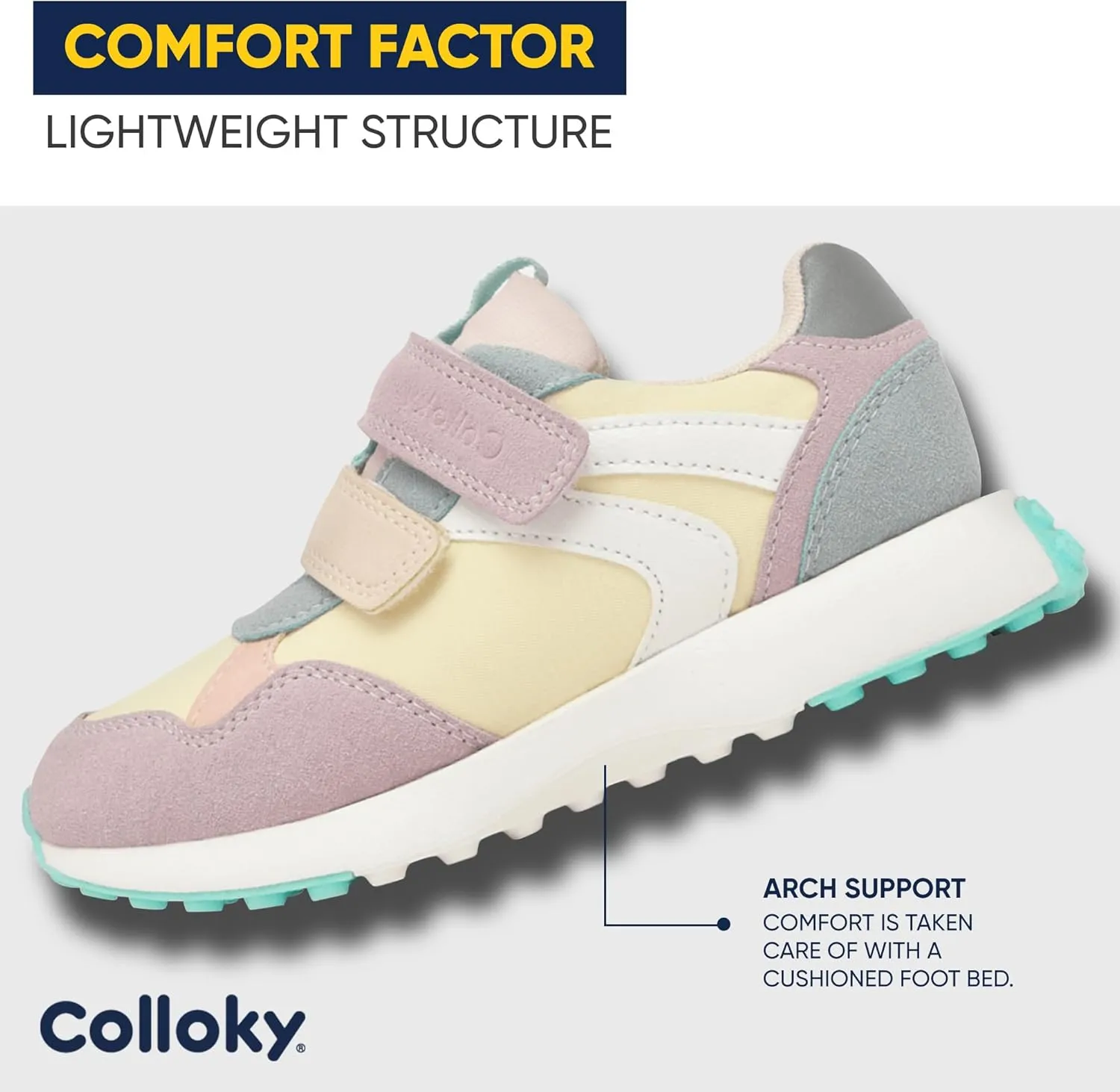 Kid Shoes for Boys and Girls - Lightweight, Washable Sneakers with Arch Support & Velcro Closure - Breathable Lifestyle Shoes