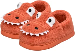 Kids Boys Girls Slip On Winter Warm House Slippers Plush Cozy Cute Dinosaur Home Shoes with Soft Memory Foam