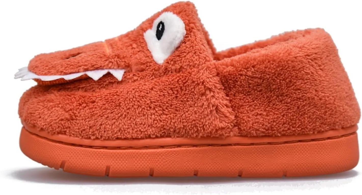 Kids Boys Girls Slip On Winter Warm House Slippers Plush Cozy Cute Dinosaur Home Shoes with Soft Memory Foam