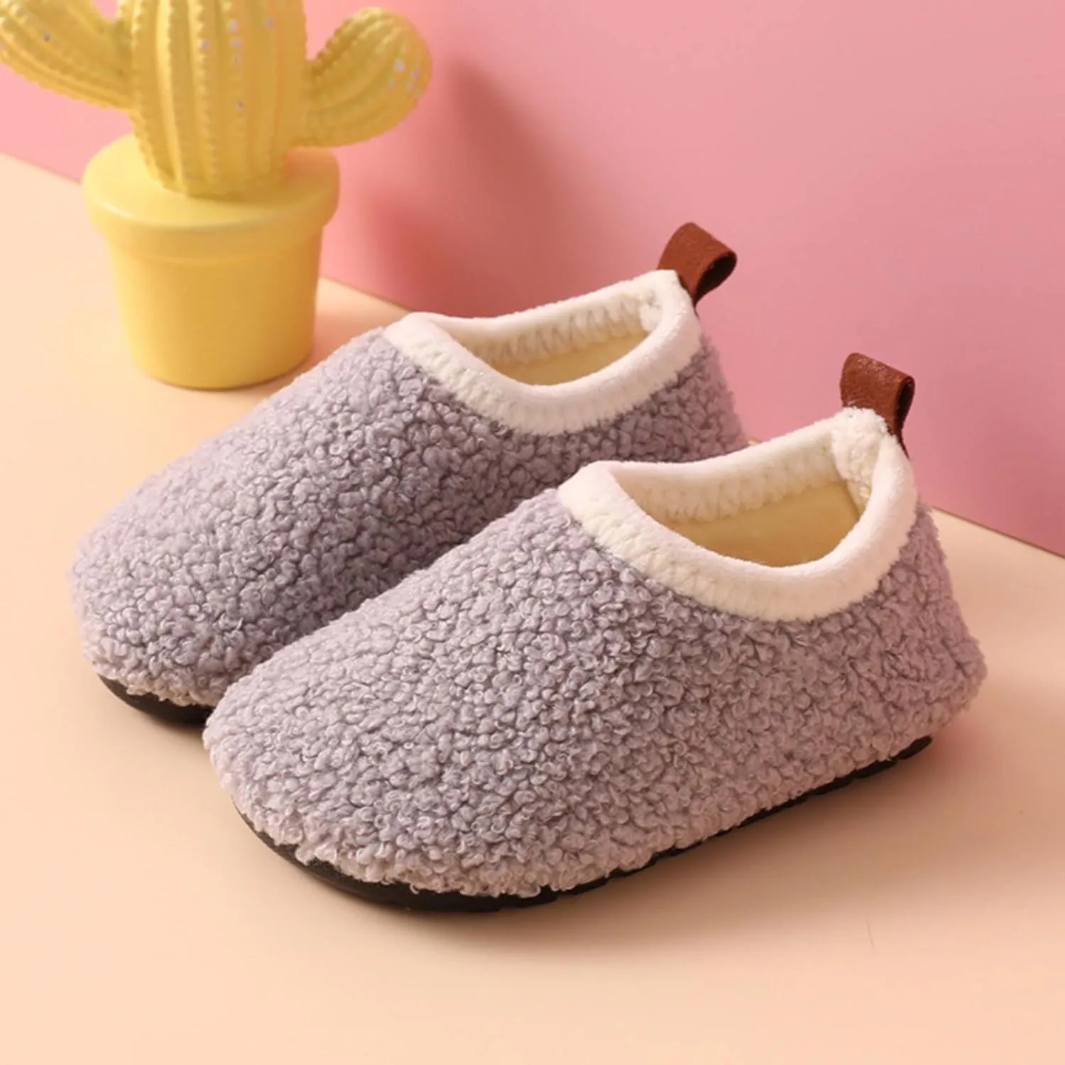 Kids Boys Girls Slippers House Booties Winter Indoor Warm Shoes Non Slip Sole Slippers Soft Plush Furry House Slip