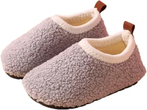 Kids Boys Girls Slippers House Booties Winter Indoor Warm Shoes Non Slip Sole Slippers Soft Plush Furry House Slip
