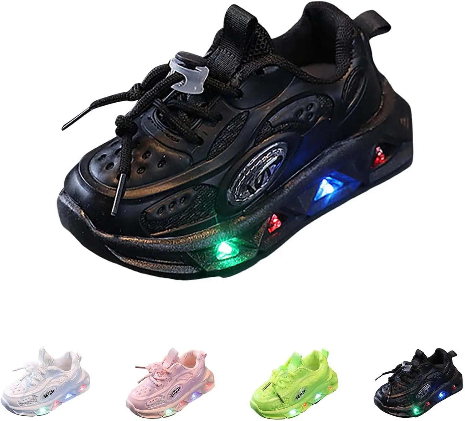 Kids Light-Up Flashing Sneaker Athletic Running Shoes with Strap, Fashionable and Fun for Boys Girls Shoe Toddler Girl