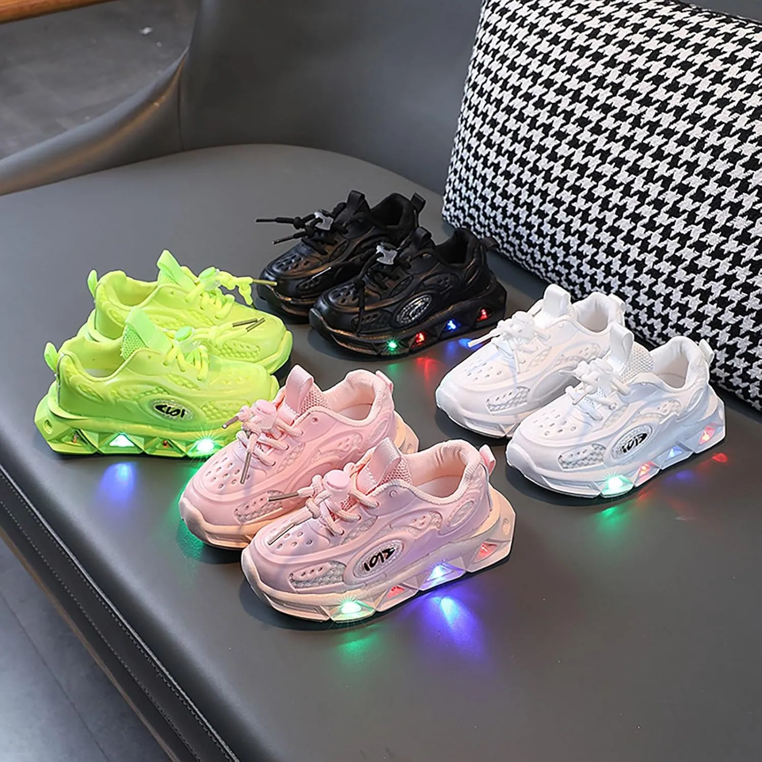 Kids Light-Up Flashing Sneaker Athletic Running Shoes with Strap, Fashionable and Fun for Boys Girls Shoe Toddler Girl