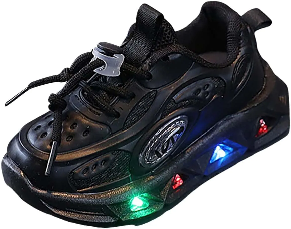 Kids Light-Up Flashing Sneaker Athletic Running Shoes with Strap, Fashionable and Fun for Boys Girls Shoe Toddler Girl