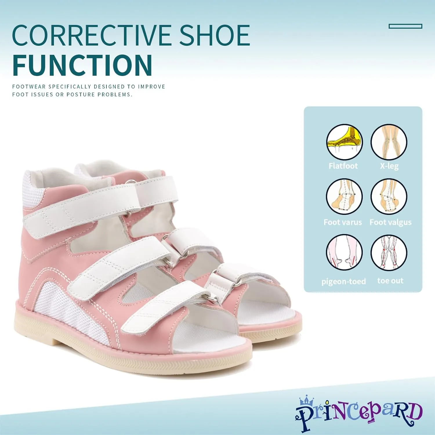 Kids Orthopedic Sandals with Arch and Ankle Support,High Top Shoes