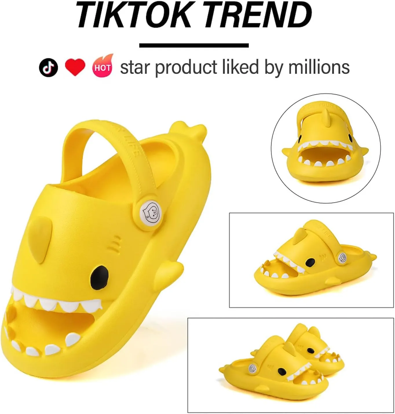 Kids Shark Slides, Shark Slippers for Kids Boys Girls, Cloud Pillow Slides with Thick Sole, Soft, Non-slip