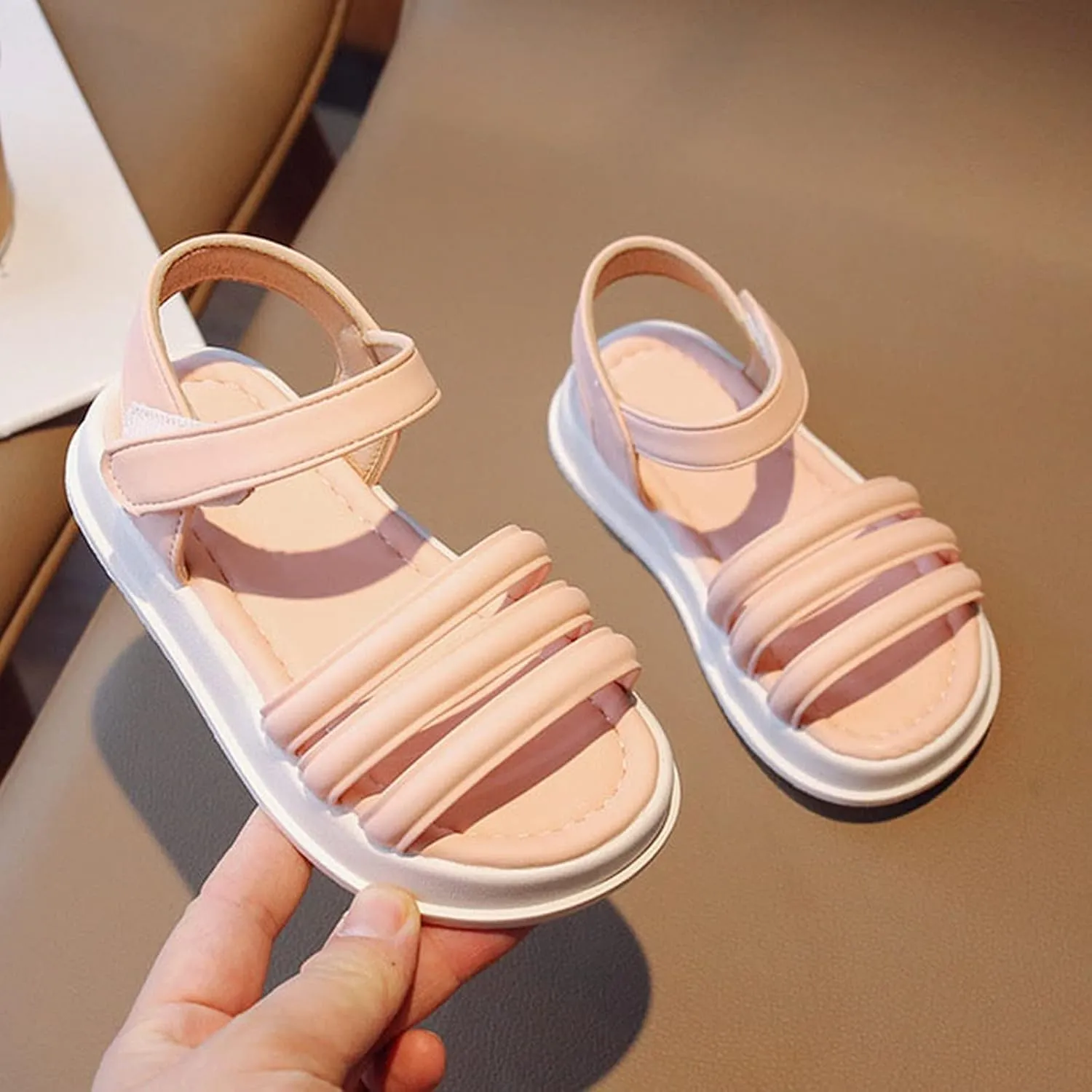 Kids Soft Shoes Girls' Sandals Summer Soft Sole Korean Edition Children Sandals One Line Female Baby Princess