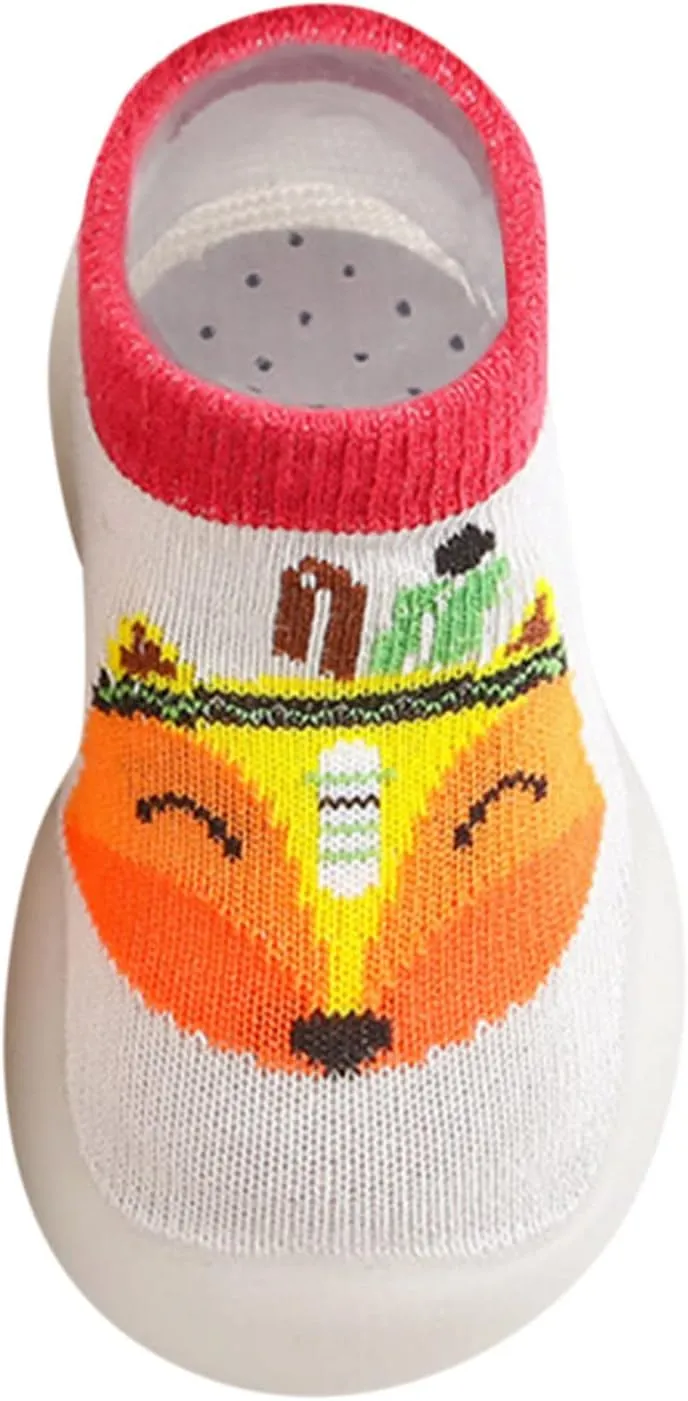 Kids Toddler Baby Boys Girls Cute Warm Knit Soft Sole Rubber Shoes Socks Slipper Stocking (Gray, 3-6 Months)