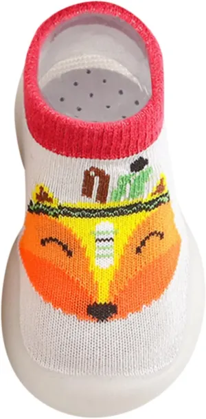 Kids Toddler Baby Boys Girls Cute Warm Knit Soft Sole Rubber Shoes Socks Slipper Stocking (Gray, 3-6 Months)