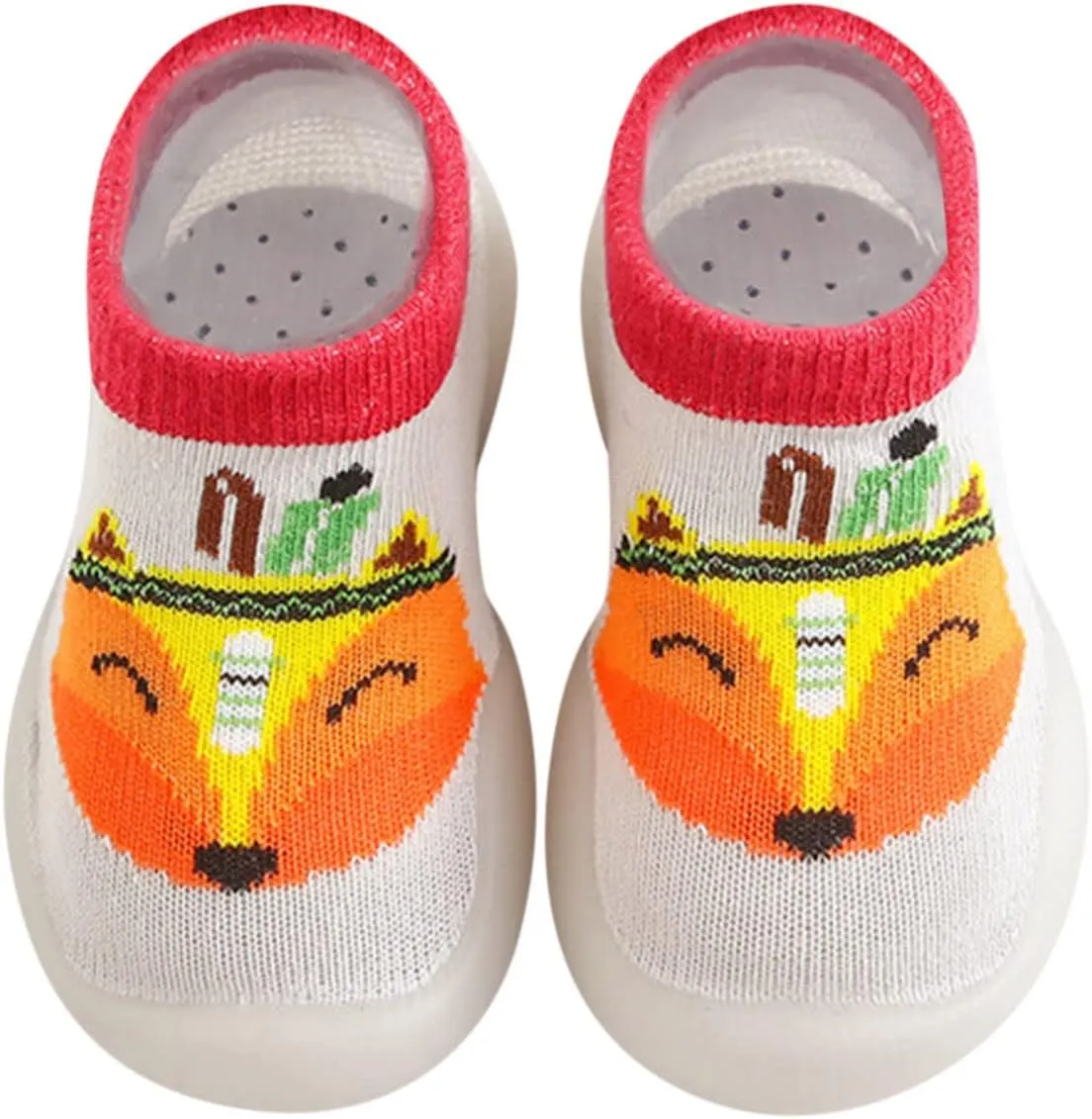 Kids Toddler Baby Boys Girls Cute Warm Knit Soft Sole Rubber Shoes Socks Slipper Stocking (Gray, 3-6 Months)