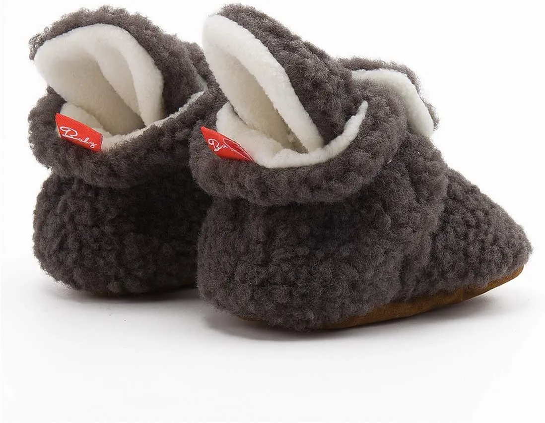 KIDSUN Newborn Infant Baby Boys Girls Fleece Booties Stay On Socks Soft Shoes Non Skid Winter Warm Christmas Slippers