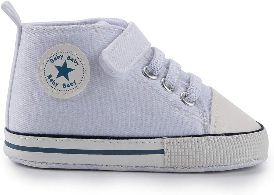KIDSUN Unisex Baby Boy Girl Canvas Sneaker Soft Sole Infant Lace up Newborn Ankle Toddler First Walkers Crib Shoes