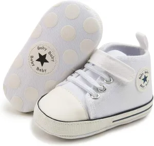 KIDSUN Unisex Baby Boy Girl Canvas Sneaker Soft Sole Infant Lace up Newborn Ankle Toddler First Walkers Crib Shoes