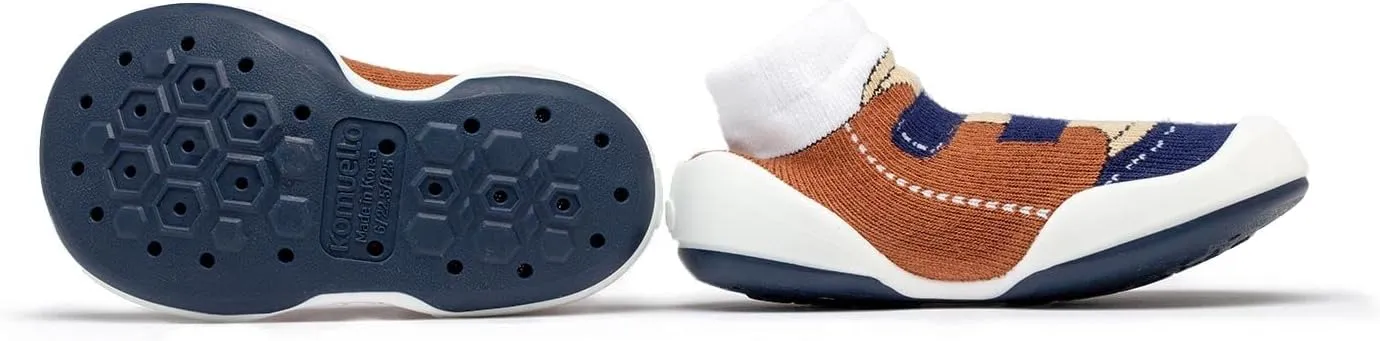 Komuello Baby and Toddler Shoes, Pull Up First Walker, Non Slip Bottom, Soft Cotton, Premium Sock Shoes - Walker