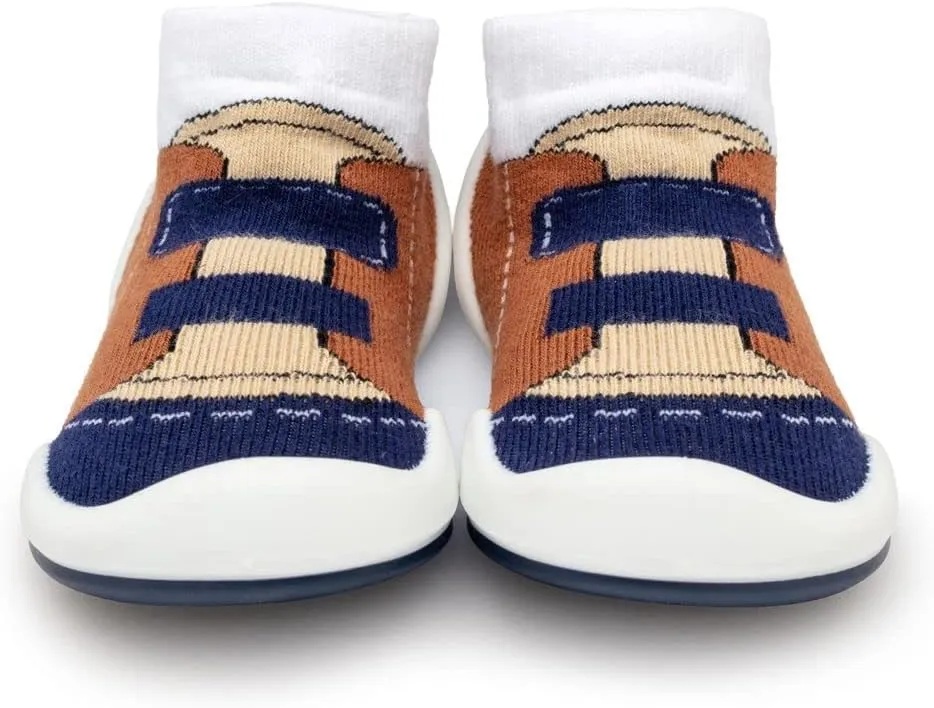 Komuello Baby and Toddler Shoes, Pull Up First Walker, Non Slip Bottom, Soft Cotton, Premium Sock Shoes - Walker