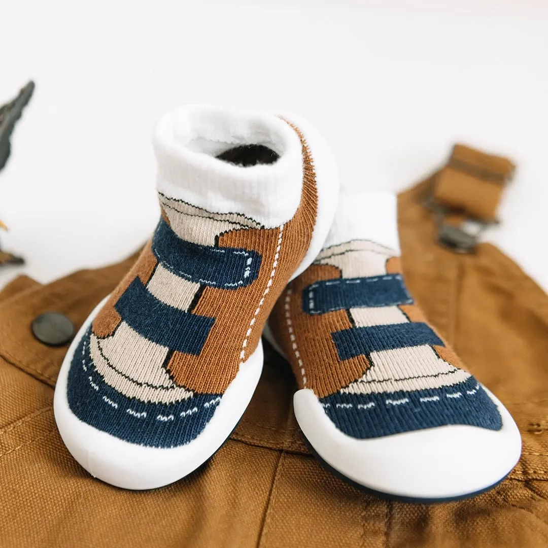 Komuello Baby and Toddler Shoes, Pull Up First Walker, Non Slip Bottom, Soft Cotton, Premium Sock Shoes - Walker