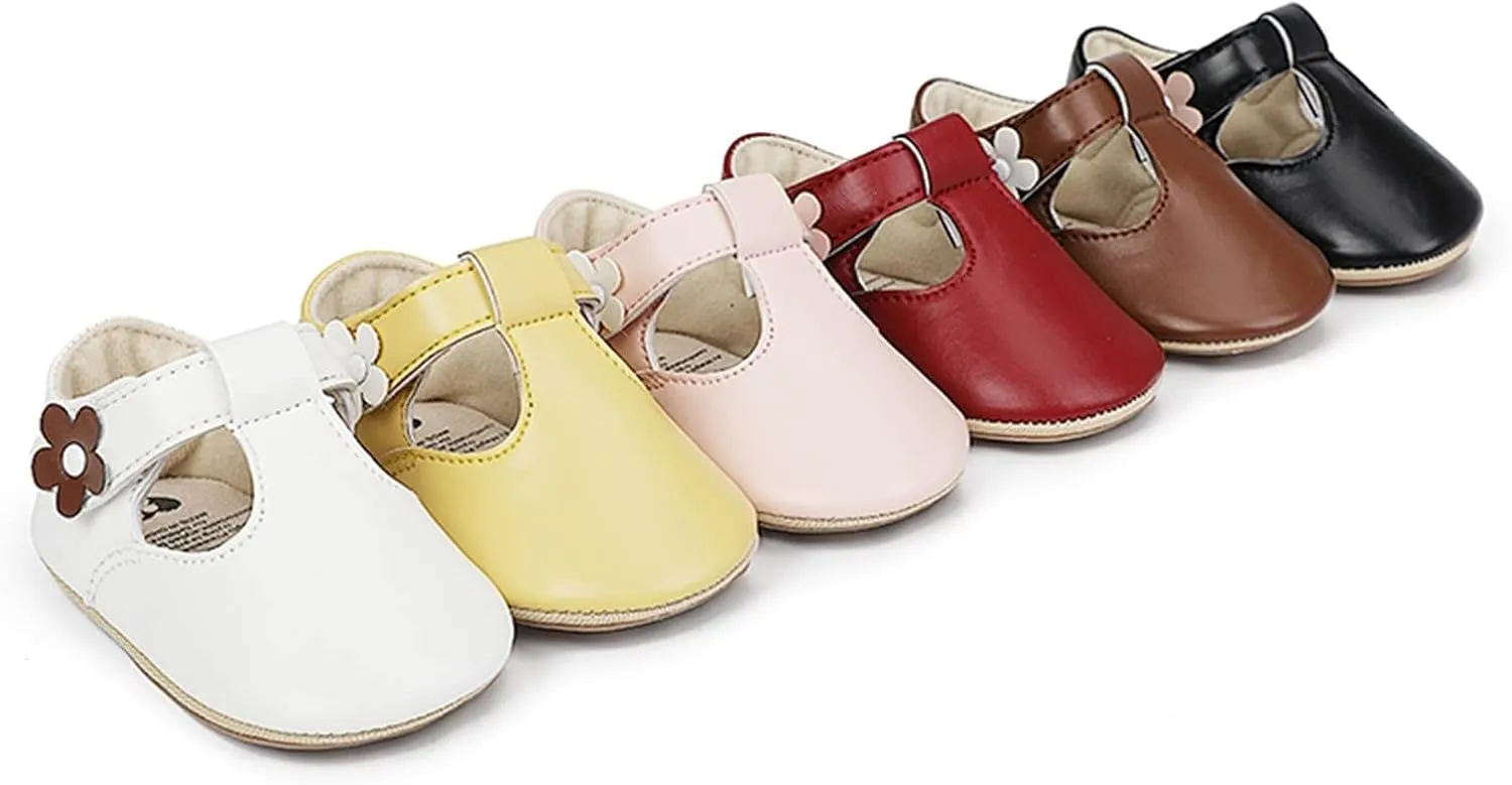 Little Boys Shoes Infant Toddler Shoes Baby Girl Flower Decoration Leather Princess Shoes Soft Sole Toddler 0-18Months
