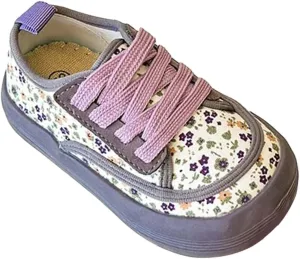 Little Kid Boy Girl Slip On Canvas Sneakers Lace Up Lowtop Casual Lightweight Comfortable Non-Slip Soft Sole Shoes