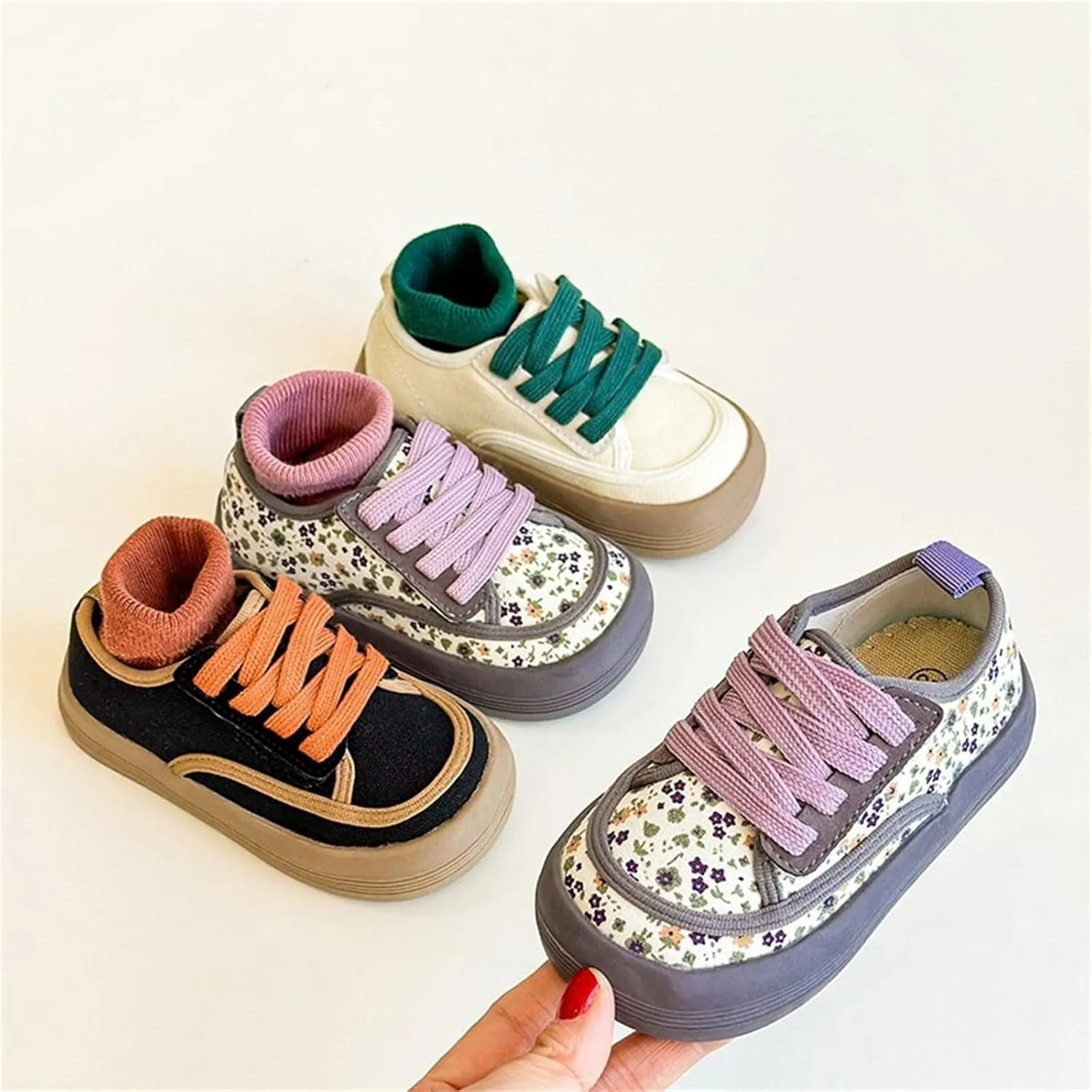 Little Kid Boy Girl Slip On Canvas Sneakers Lace Up Lowtop Casual Lightweight Comfortable Non-Slip Soft Sole Shoes