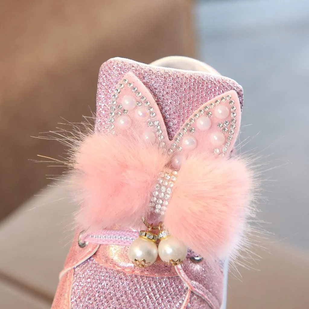 Little Kids Toddler Baby Girls Cartoon Rabbit LED Luminous Sport Shoes Sport Sneakers