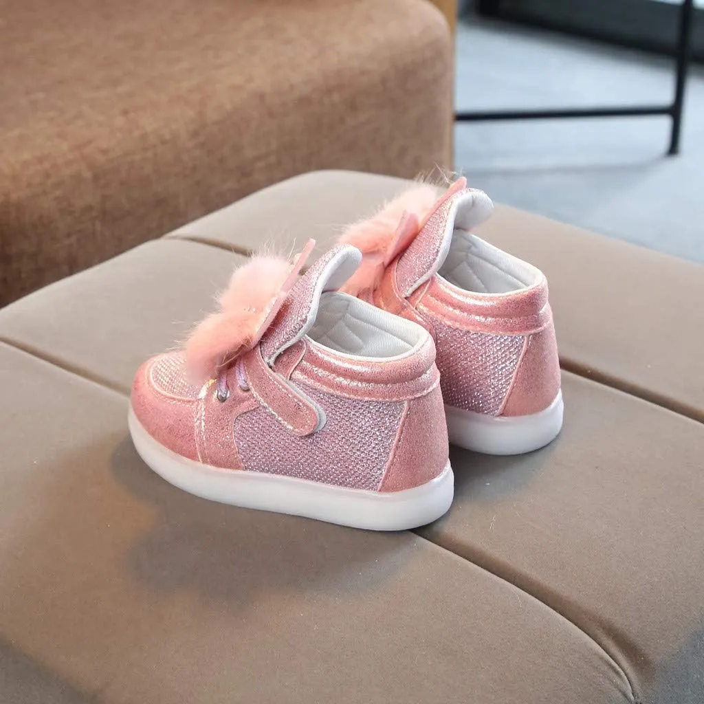 Little Kids Toddler Baby Girls Cartoon Rabbit LED Luminous Sport Shoes Sport Sneakers