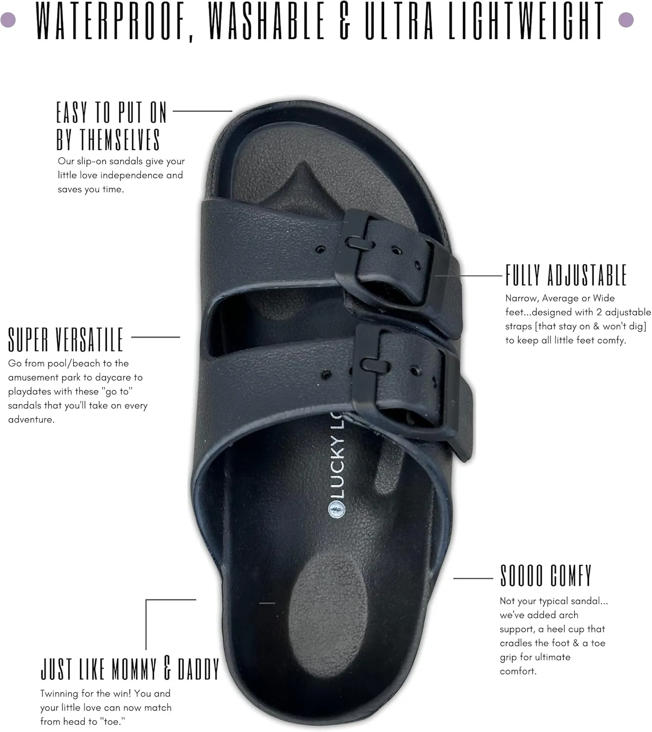 Lucky Love Toddler Water Shoes for Girls & Boys