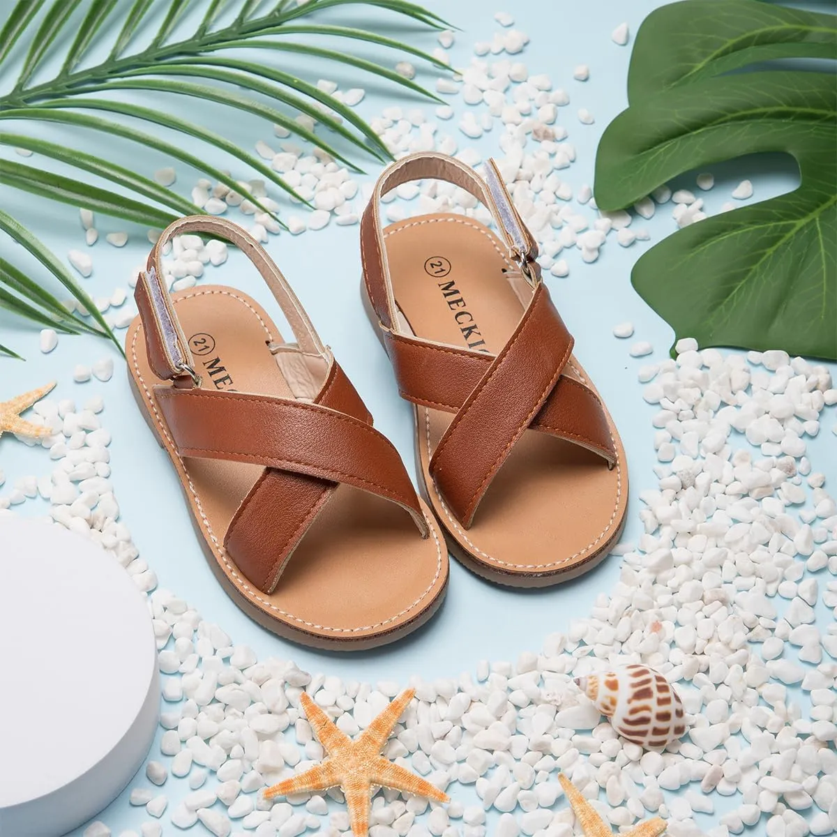 Meckior Toddler Girls Sandals for Little Girls Wedding Dress Sandals Open Toe Non-Slip Summer Beach Pool Shoes (Toddler/Little Kid)