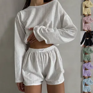Melanie  Lssiger Anzug mit lockeren Rundhalsausschnitt-Top und elastischen Shorts