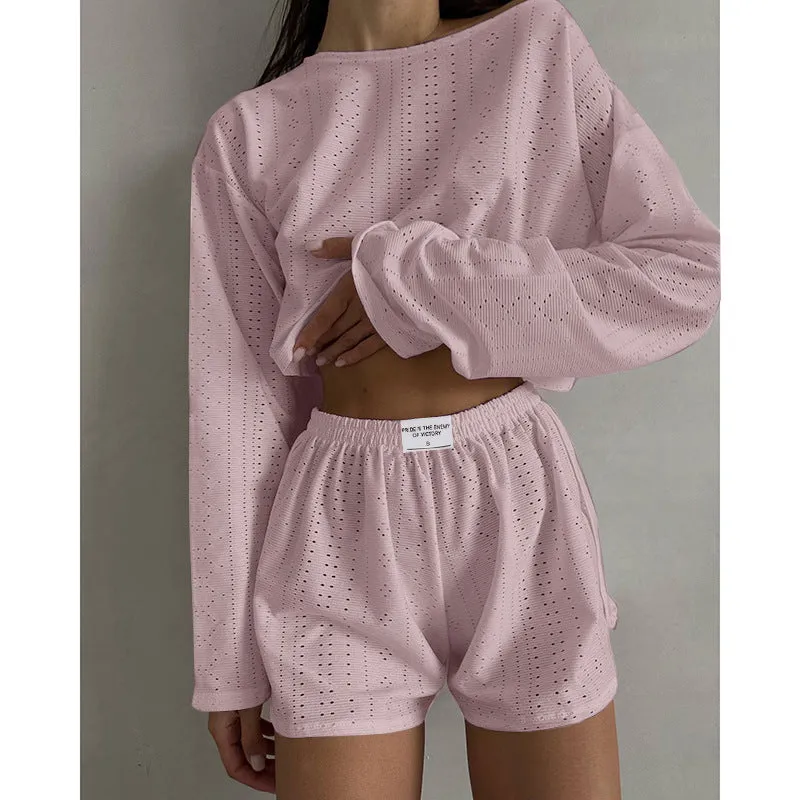 Melanie  Lssiger Anzug mit lockeren Rundhalsausschnitt-Top und elastischen Shorts