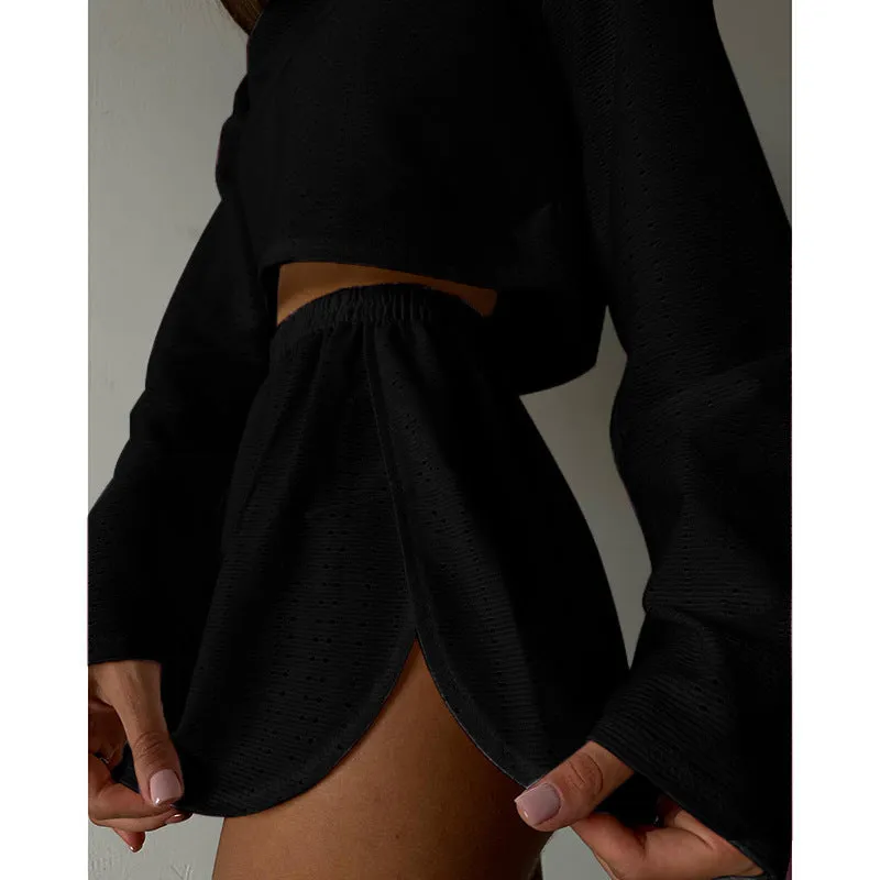 Melanie  Lssiger Anzug mit lockeren Rundhalsausschnitt-Top und elastischen Shorts
