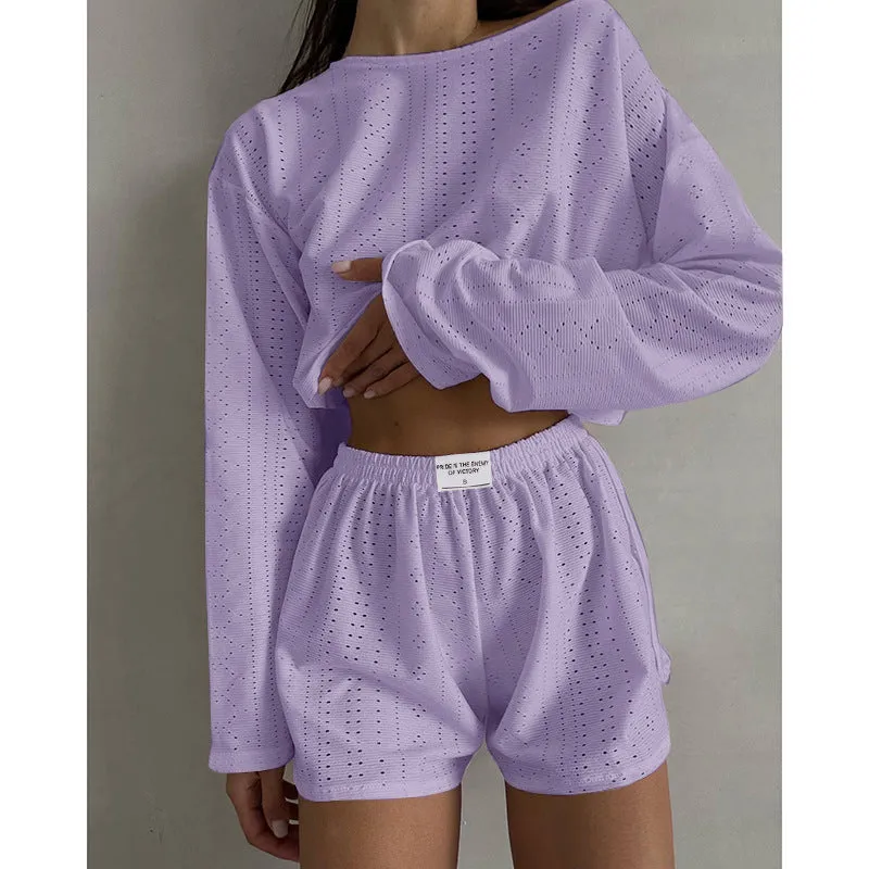 Melanie  Lssiger Anzug mit lockeren Rundhalsausschnitt-Top und elastischen Shorts