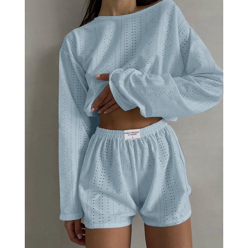 Melanie  Lssiger Anzug mit lockeren Rundhalsausschnitt-Top und elastischen Shorts